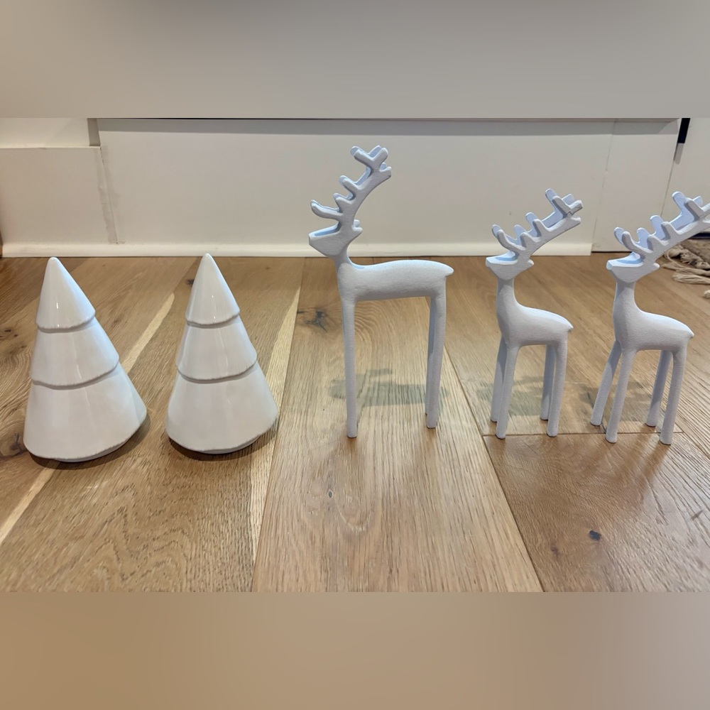Crate & Barrel Holiday Decor Set – trees and reindeer